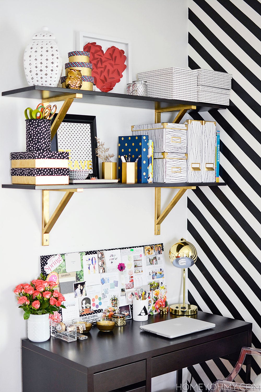 Black and Gold DIY Shelves