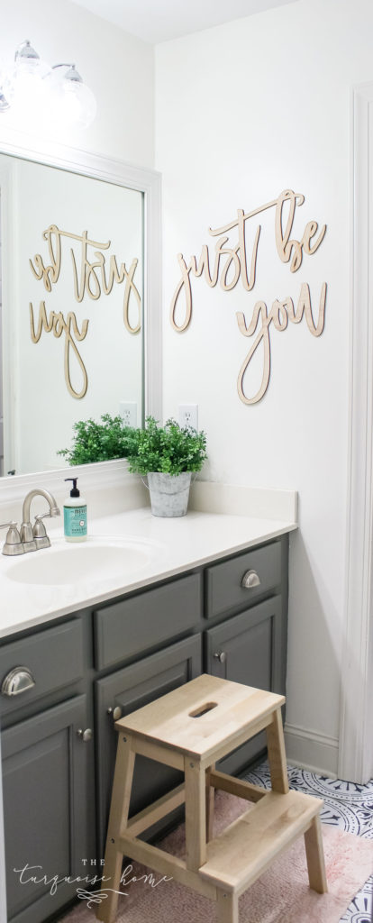 How to Create Big Style in a Small Bathroom | Girls' Bathroom Makeover | Bathroom Refresh | Simply White Walls