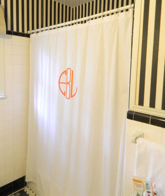 DIY monogrammed shower curtain