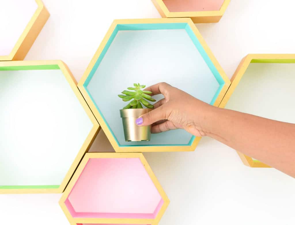 Metallic Hexagon DIY Shelves