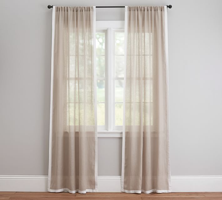 Linen Sheer Drape with White Border - Cheap Curtain Ideas