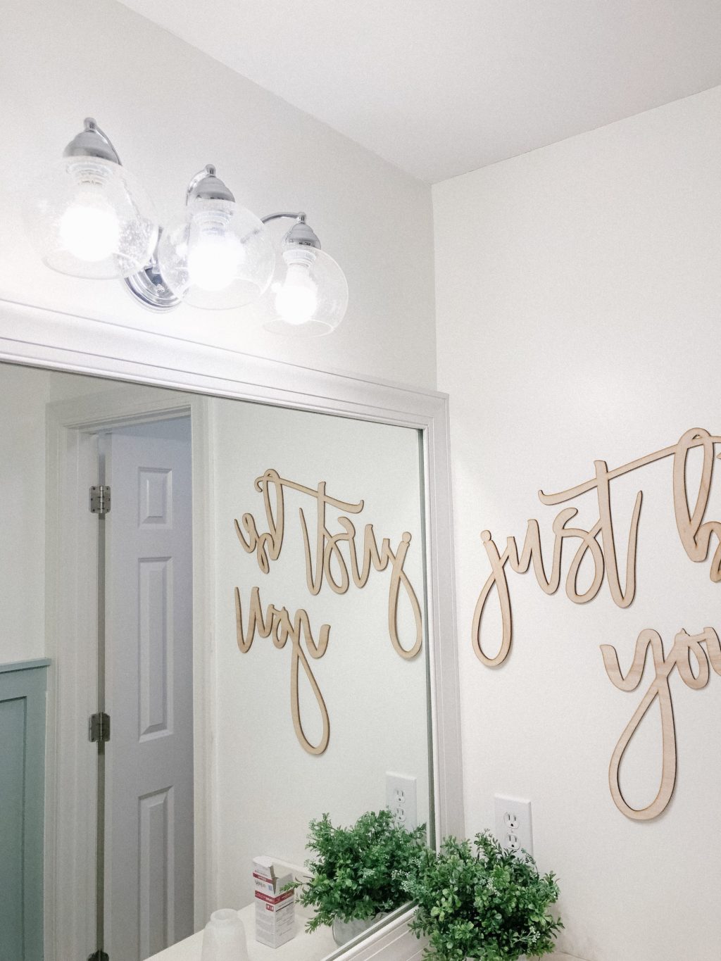 New Modern Light Shades for Girls' Bathroom Makeover | Globe Light Shades | Bathroom Vanity Light