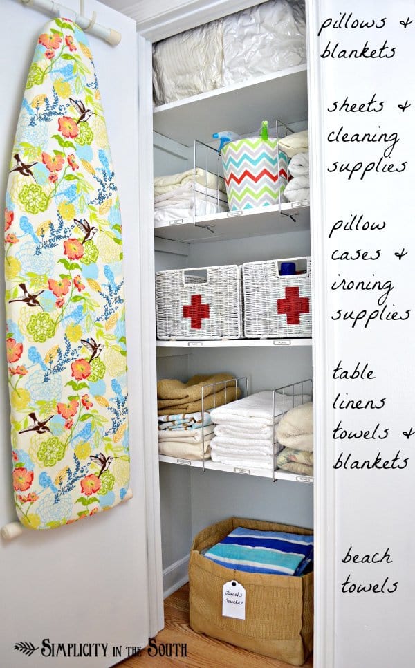This linen closet organization post from Simplicity in the South is filled with super practical ideas paired with pretty finishes.