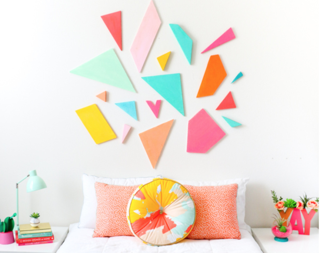 How to make a headboard: 13 Beautiful DIY Headboard Ideas - geometric art headboard