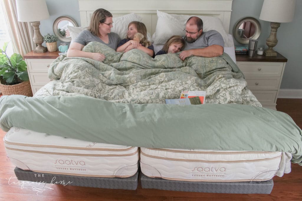 The Marriage Hack you didn't know you needed! Love our 2 twin Saatva Mattresses with adjustable bases. | Benefits of sleeping in separate beds - kids can sometimes push the beds apart, but it's no big deal!