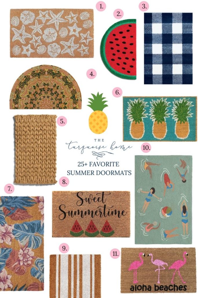 25+ Adorable Summer Doormats the you will LOVE! Brighten up your front door with one of these cute doormats! #doormat #frontdoordecor #frontdoor #homedecoronabudget #summerdecor #summerstyle