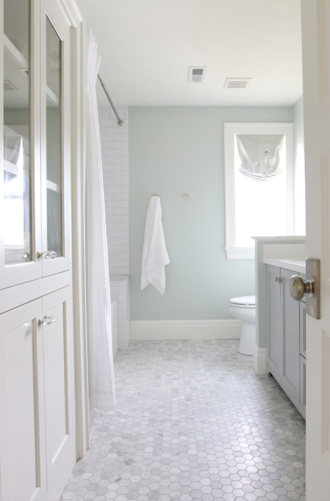 Sea Salt by Sherwin Williams is a gorgeous green/gray/blue color perfect for a master bathroom!