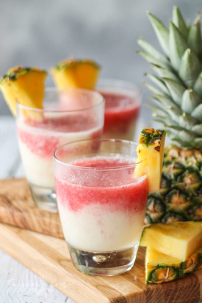 Delicious Lava Flow Cocktail combines strawberry, pineapple and coconut! So yum!