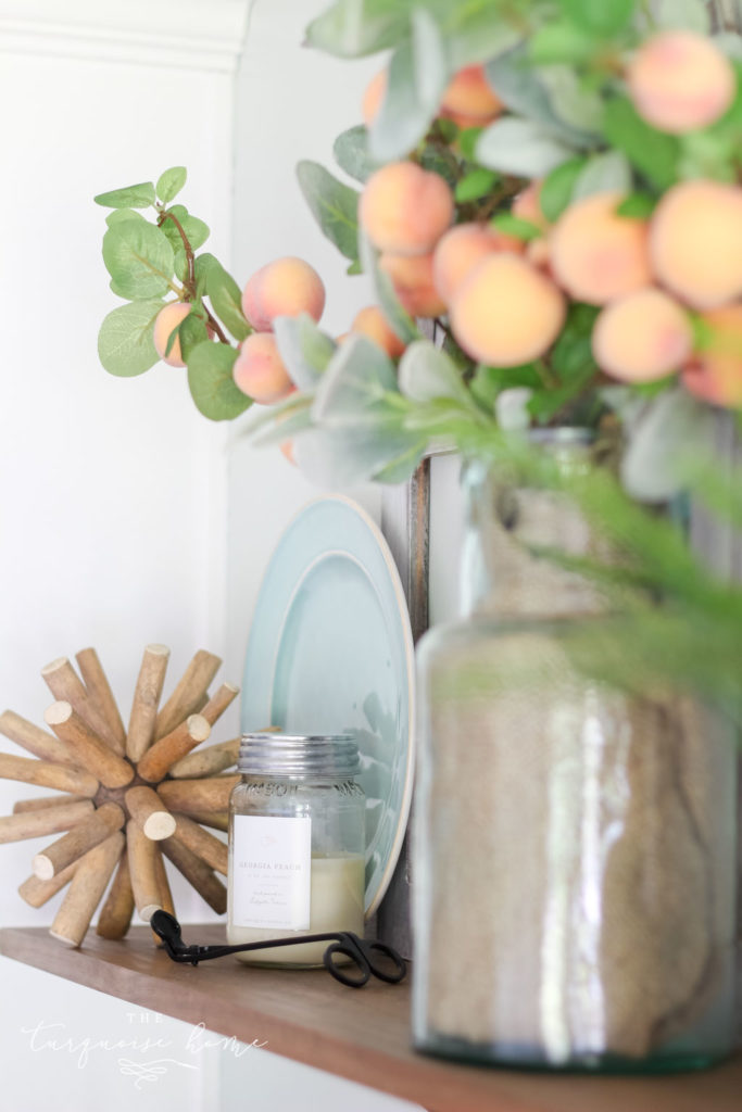 A Simple Peachy Summer Kitchen - with a scrumptious peach candle from Antique Candle Co. 