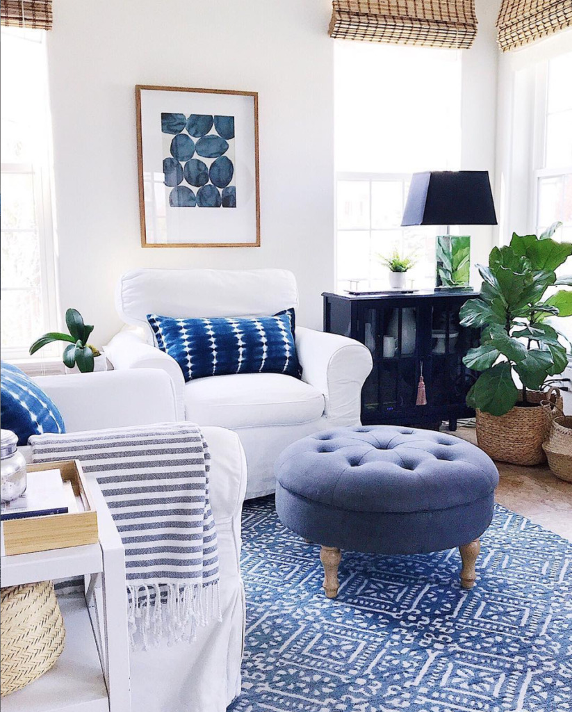 Blue and White Living Room from Jane at Home