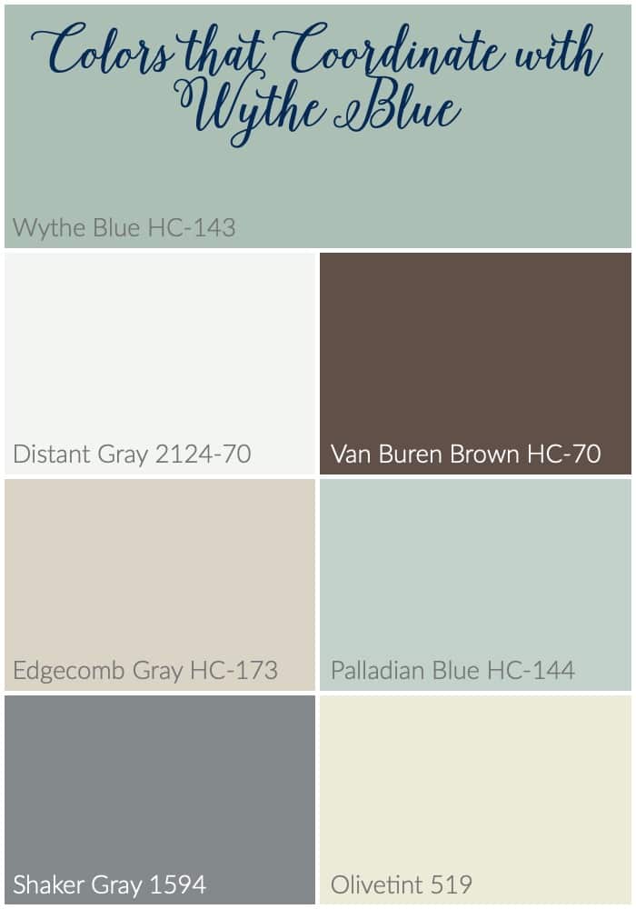 Colors that pair well with Wythe Blue #wytheblue #benjaminmoore #paintcolors #coordinatingcolors