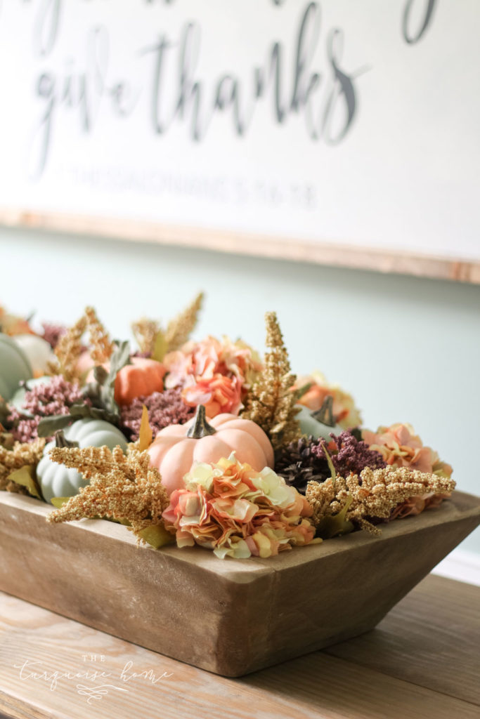 DIY Pumpkin & Dough Bowl Floral Fall Centerpiece 