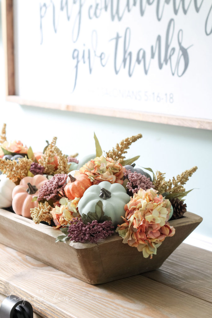 DIY Dough Bowl and Pumpkin Fall Centerpiece 