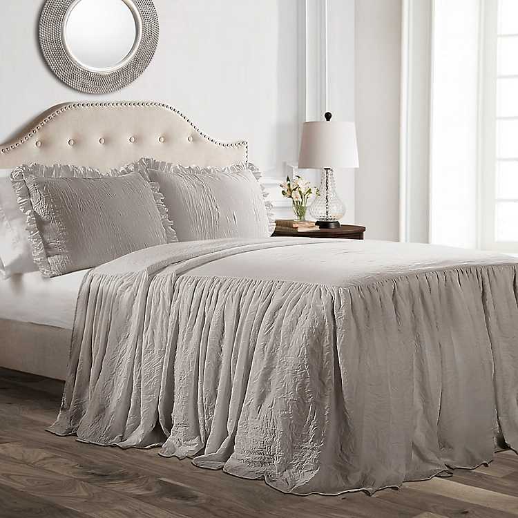Gray Ruffle Skirt Comforter | farmhouse bedding
