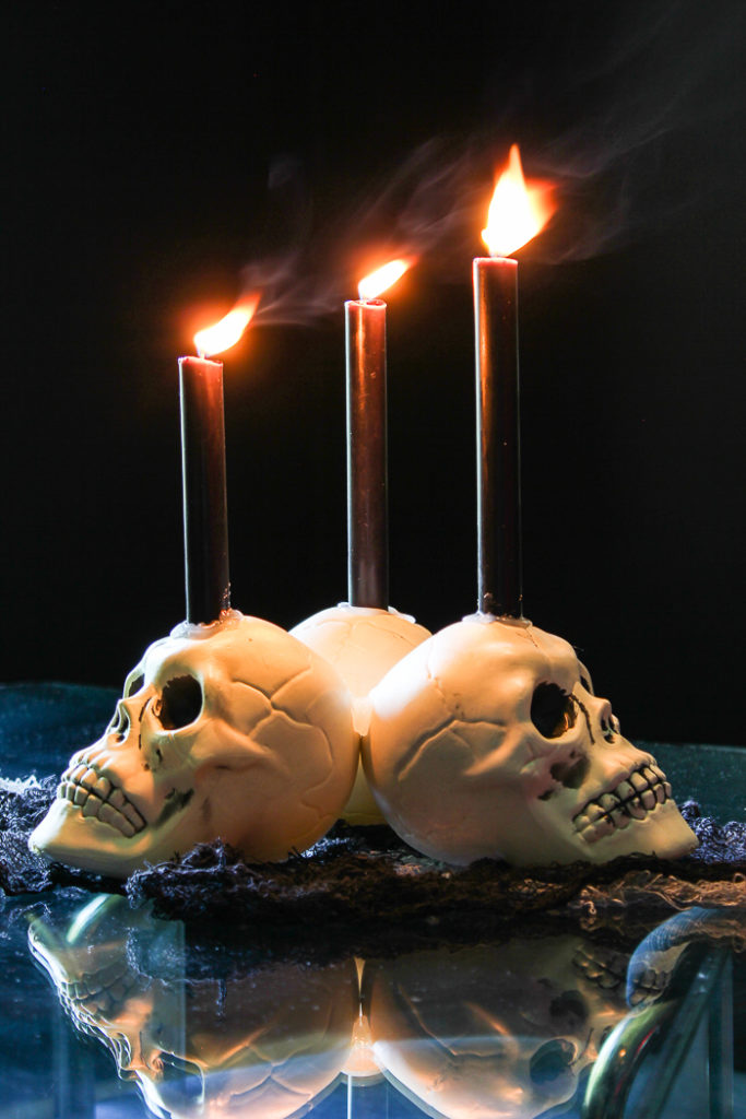 DIY Skull Candelabra Centerpiece for Halloween