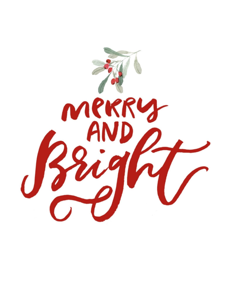 merry and bright free printable