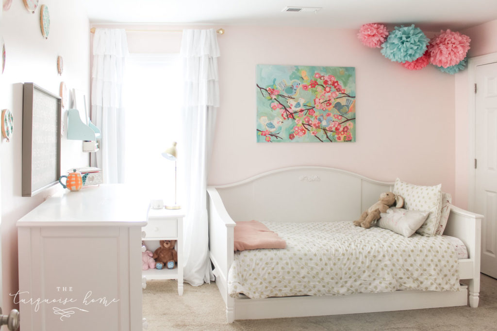 Rooms decor ideas for girls | girls bedroom ideas | gold, pink and turquoise girls bedroom decor - Pottery Barn Kids Daybed with Trundle