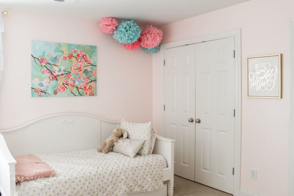 Rooms decor ideas for girls | girls bedroom ideas | gold, pink and turquoise girls bedroom decor - Hello Sweet Beautiful Girl Art Print