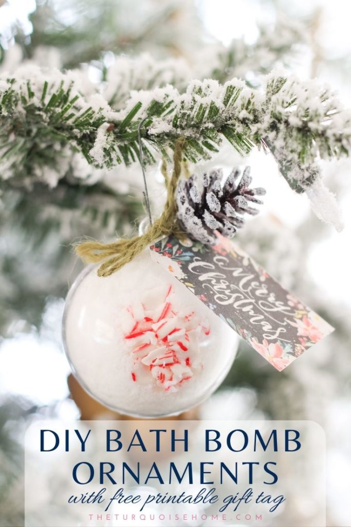 DIY Bath Bomb Christmas Ornament with Free Printable Gift Tags