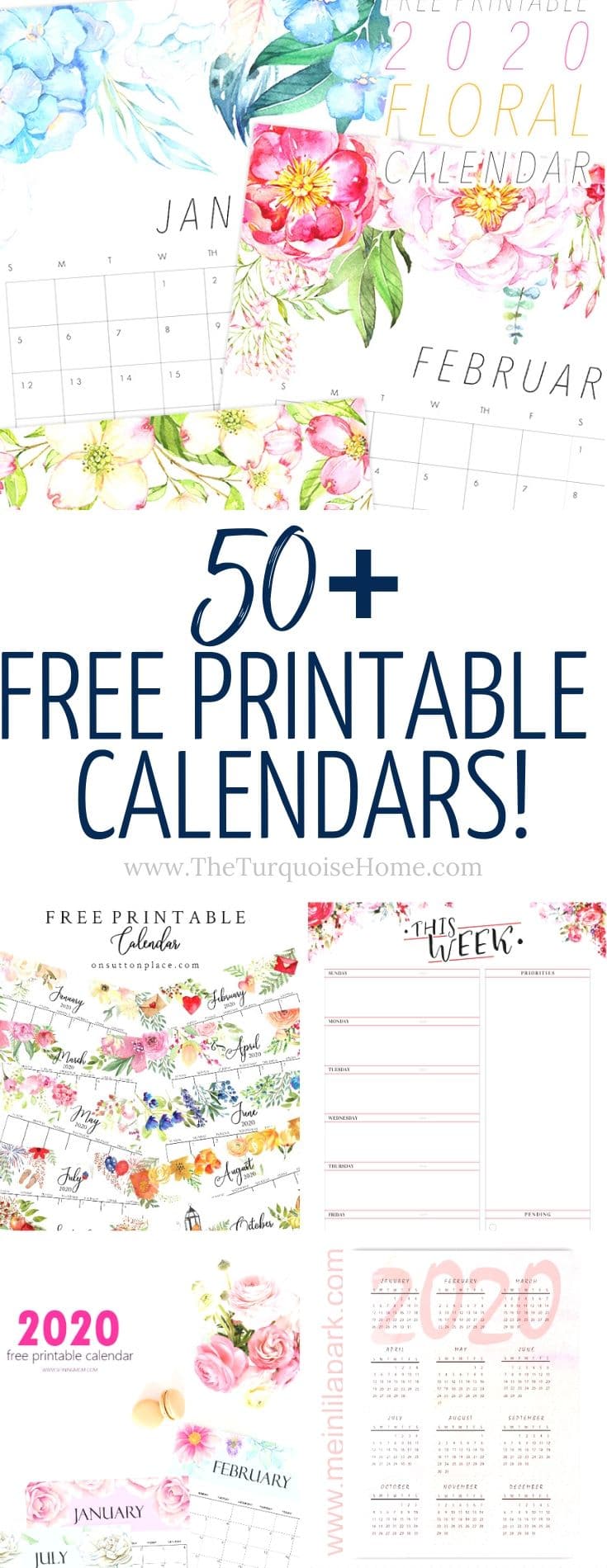 50+ Free Printable Calendars for 2020 | The Turquoise Home - 735 x 1900 jpeg 155kB