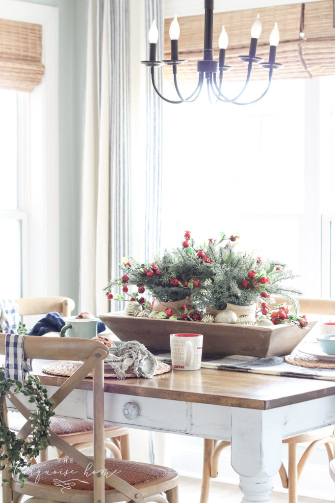 Sweet Christmas centerpiece on kitchen table