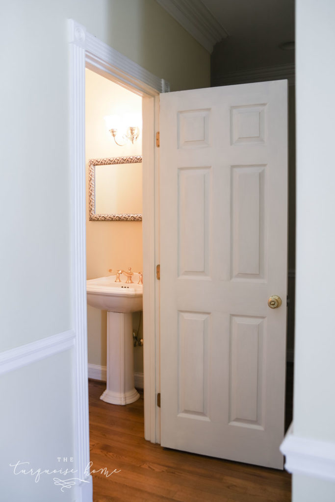 The powder bathroom in the hallway. 