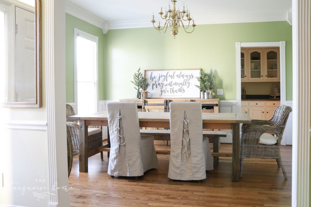 Dining room with green walls