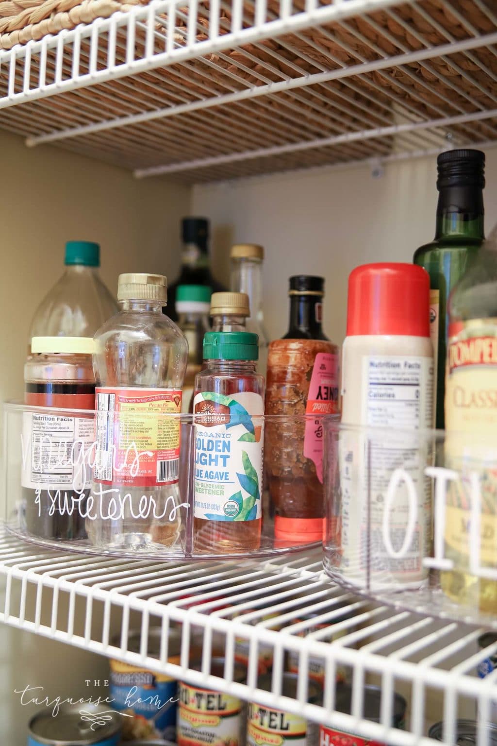 How to Organize a Pantry - use lazy susans for hard-to-reach corners and for round jars and containers that fall over easily