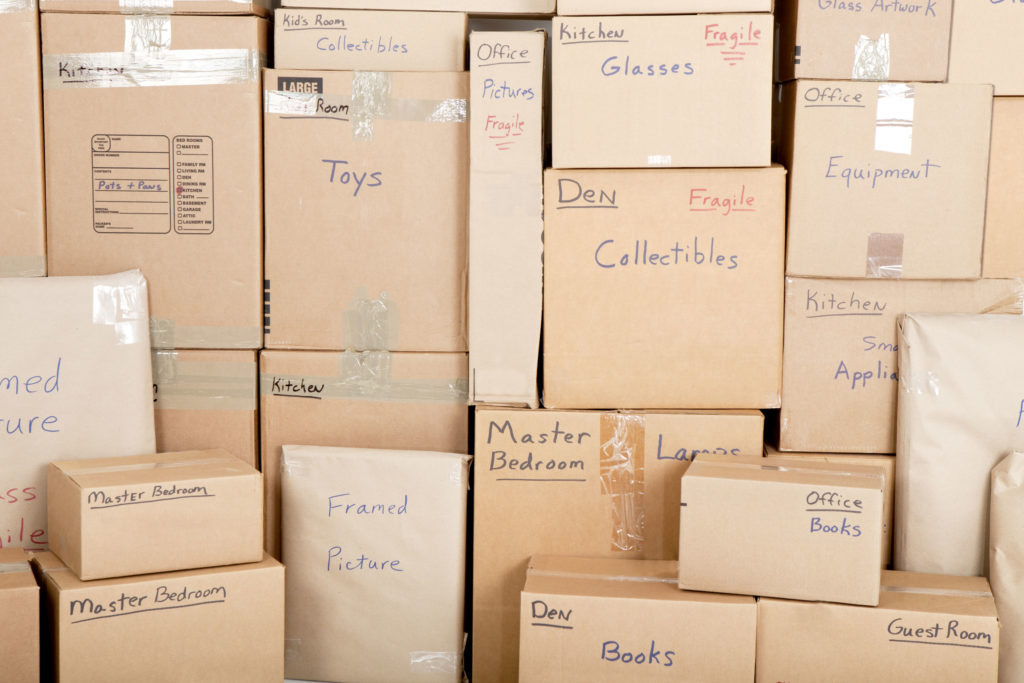 Labeled moving boxes making life easier when unpacking