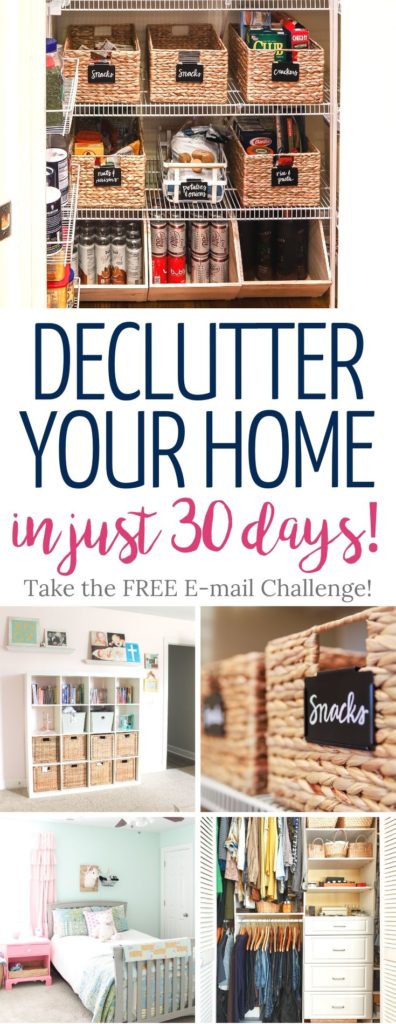 Learn how to declutter your home in 30-days with this "Less of a Hot Mess" 30-Day Decluttering E-mail Challenge 