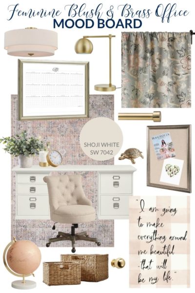 Blush & Brass Feminine Office Decor {mood board}