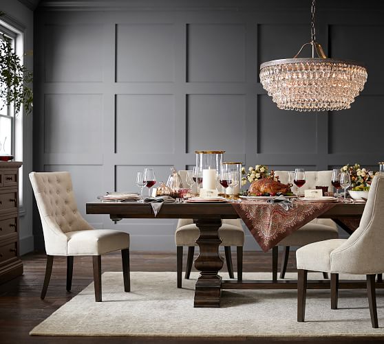 17 Beautiful Dining Room Chandeliers, How Big Should Chandelier Be Over Round Dining Table