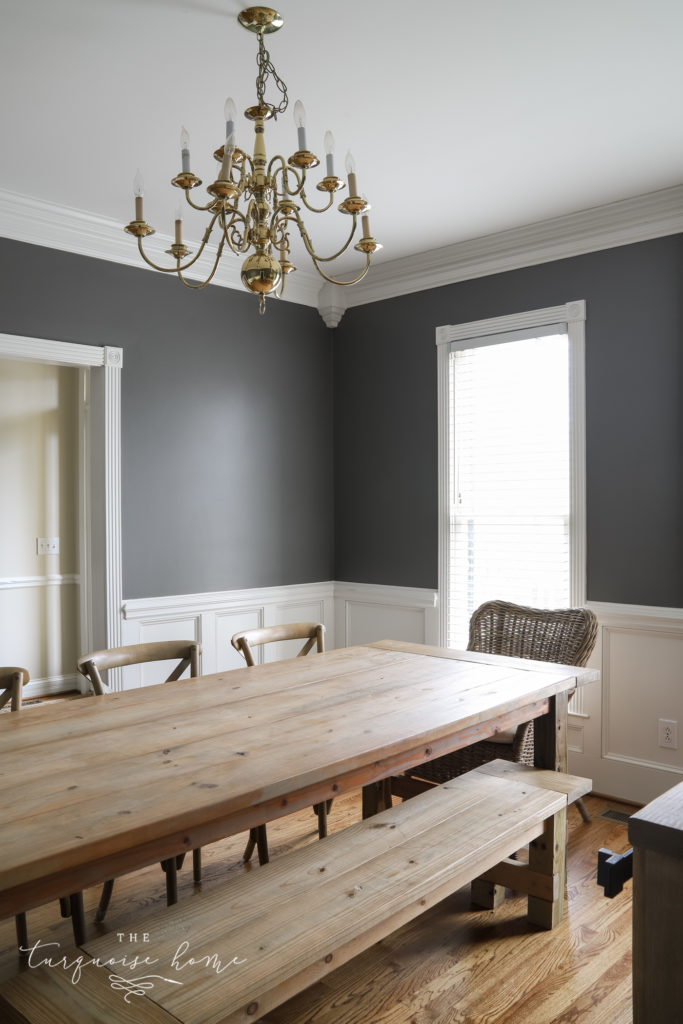 Kendall Charcoal walls in the dining room with lots of natural light