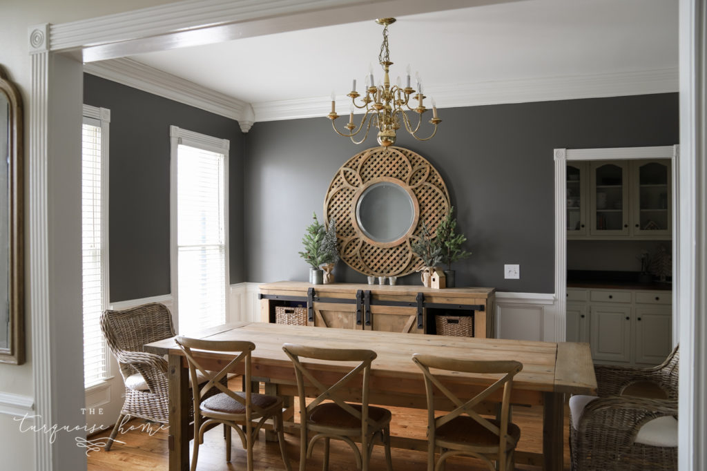 Kendall Charcoal painted walls in the dining room