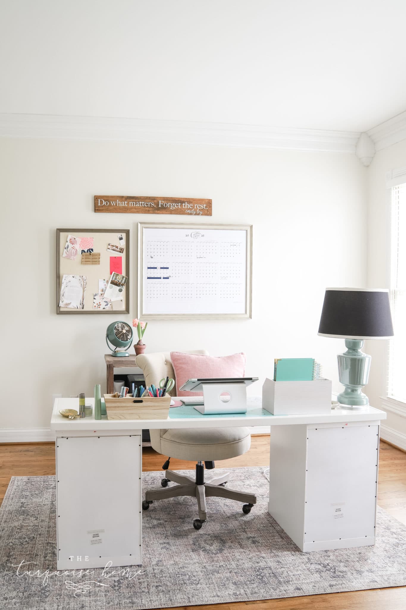 Home Office with Shoji White painted walls from Sherwin Williams