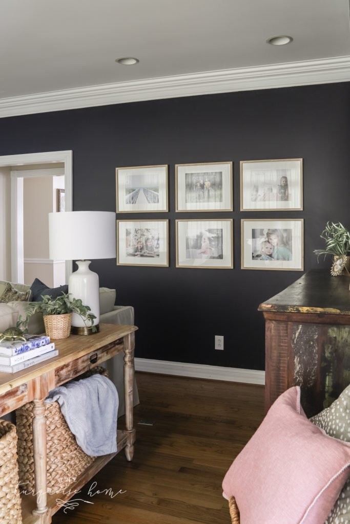 hale navy accent wall living room