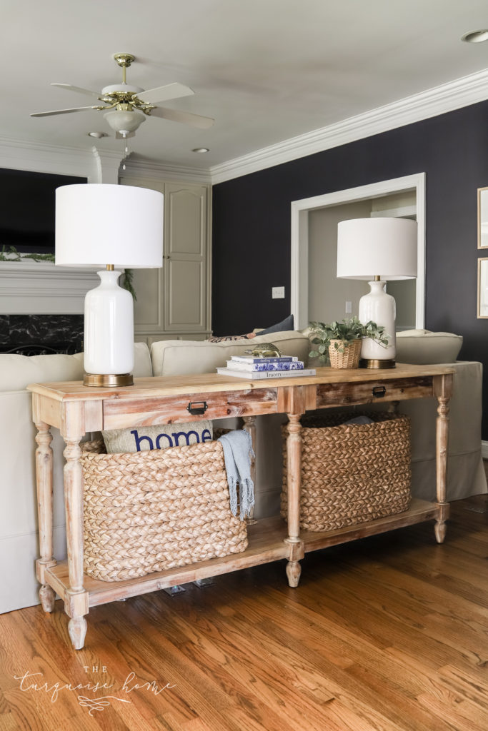 decorated sofa table