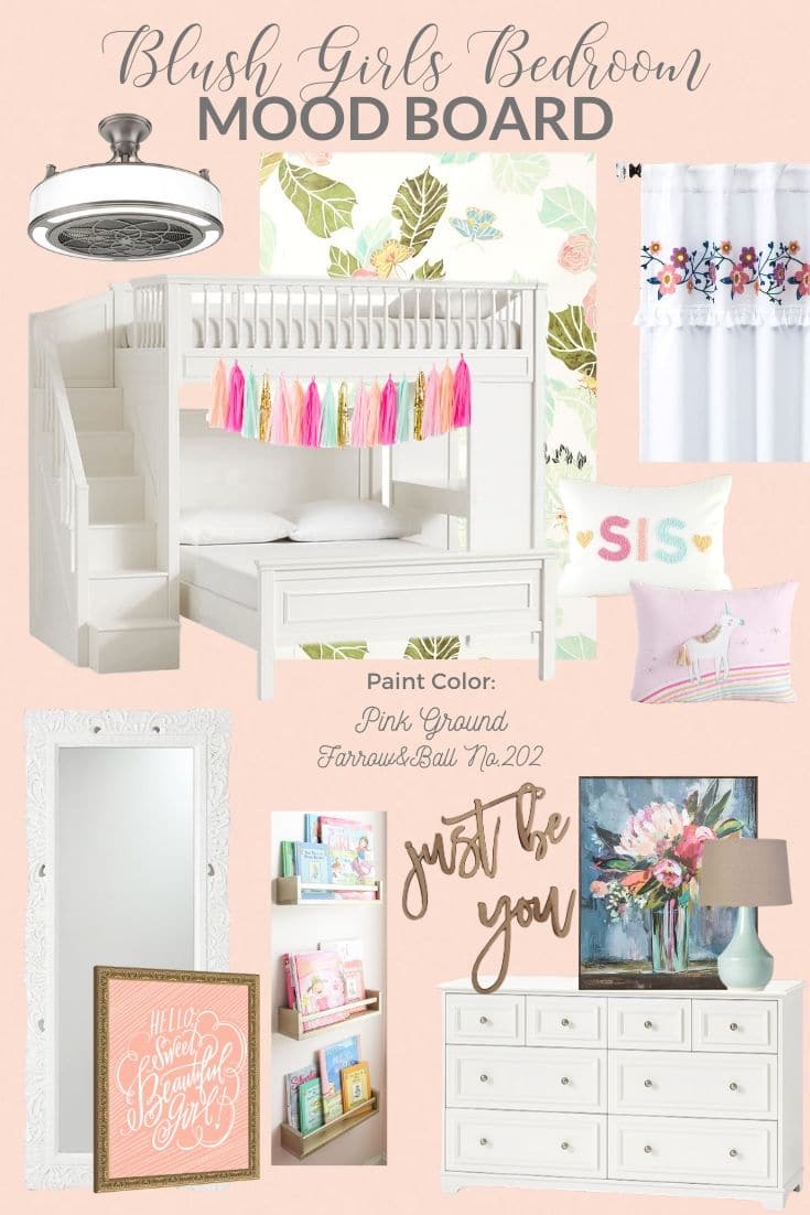 White & Blush Girls’ Bedroom Mood Board
