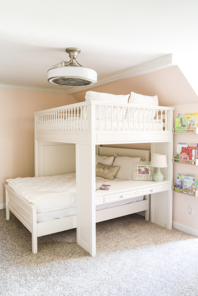 Built-in Desk in Bunk Bed/Loft Bed with Pink Ground walls at 75% lightened.