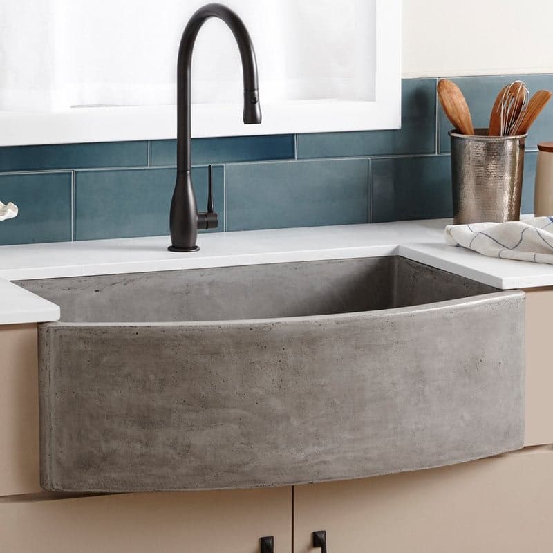 curved cement farmhouse sink
