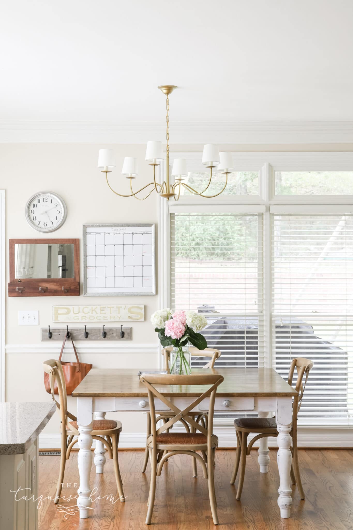 Traditional Brass Chandelier in the Kitchen