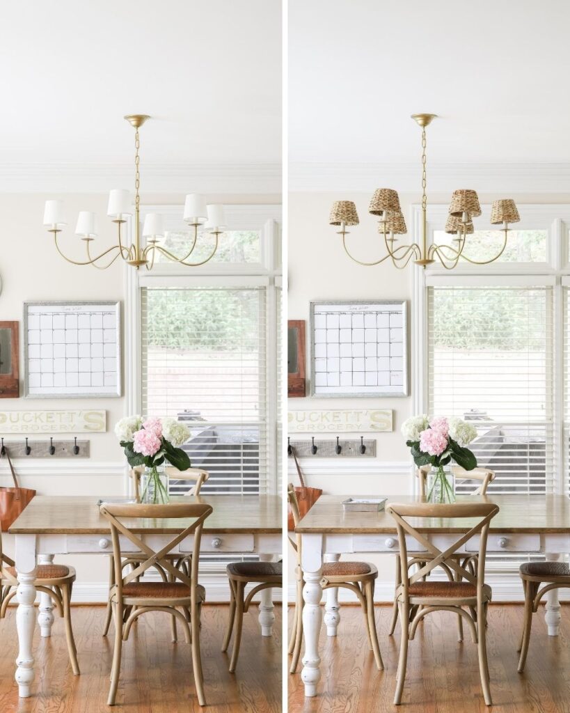 Side-by-side brass chandelier