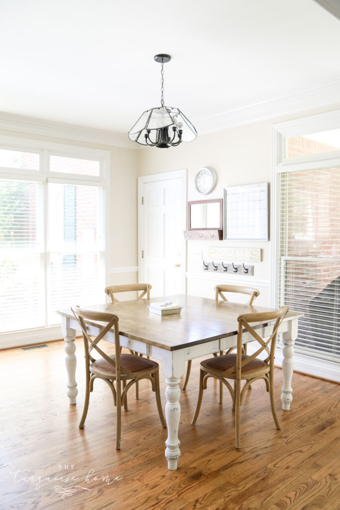 Kitchen with Entry Way Mirror and Calendar with Hooks