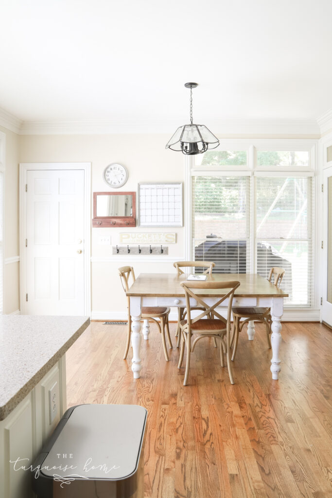 Traditional Brass Chandelier in the Kitchen - The Turquoise Home