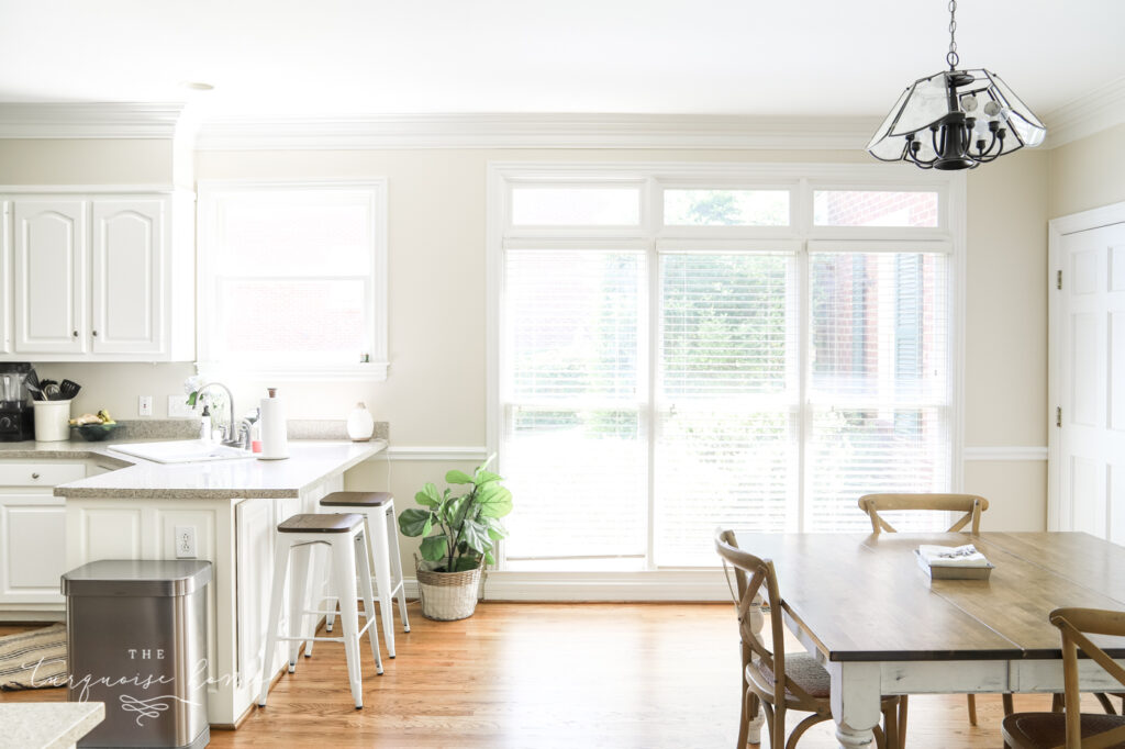 Traditional Kitchen with bar stools