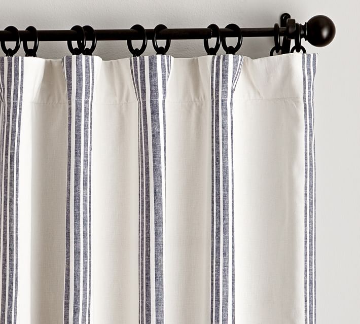 Riviera Stripe Curtain in Navy