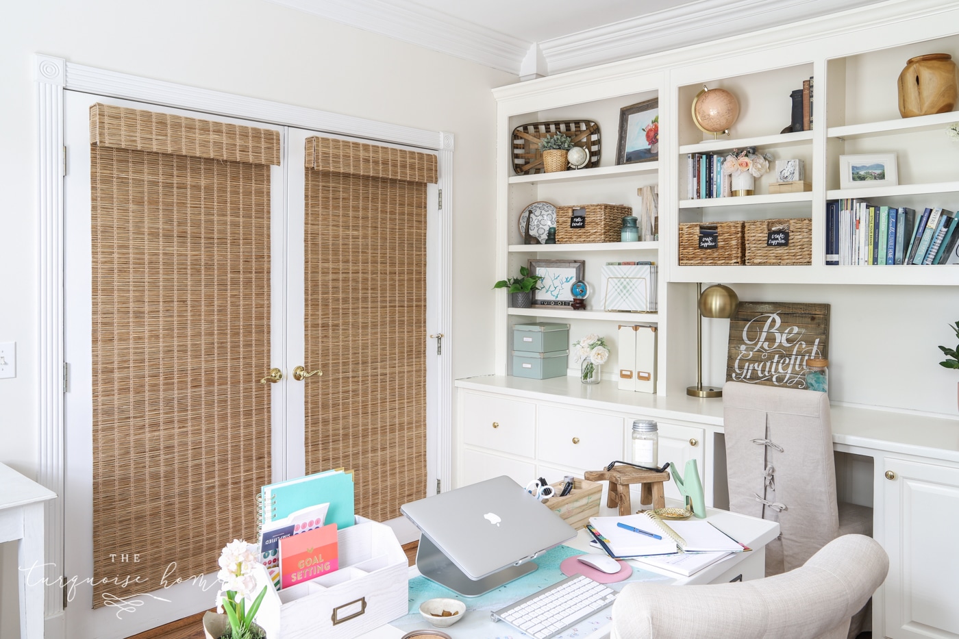 Closed bamboo blinds on french doors!