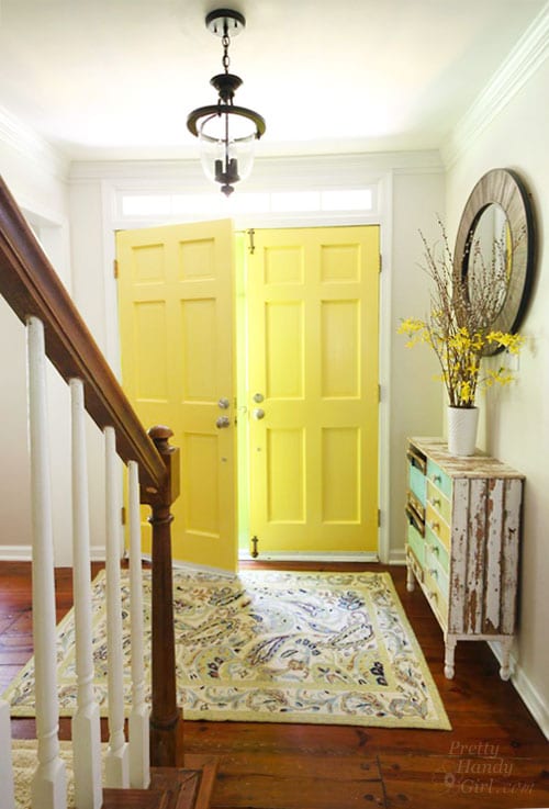 Entryway with Highlighter Yellow painted door