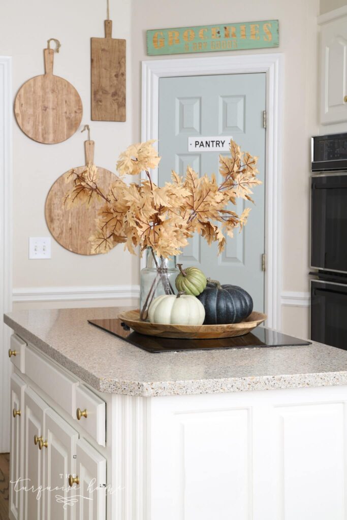 I love Comfort Gray as a soft green shade on my kitchen pantry door.