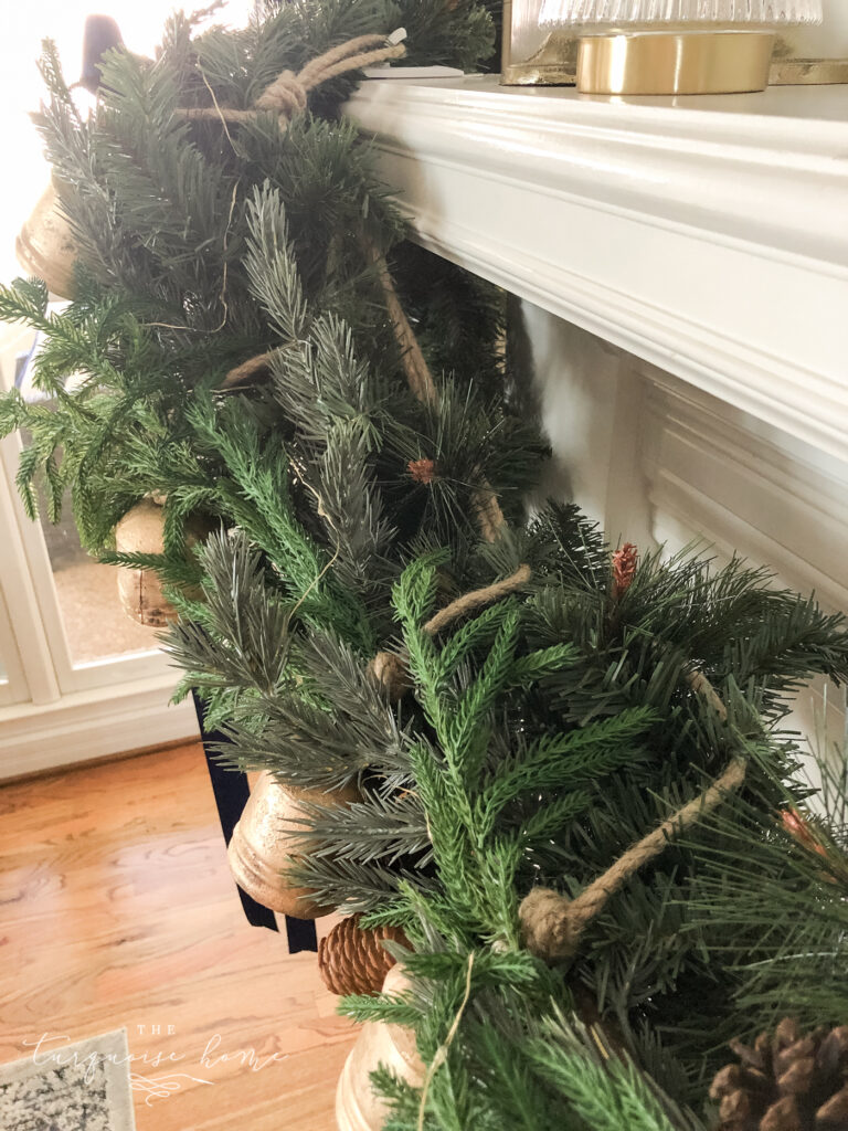 Brass bells on a Christmas garland